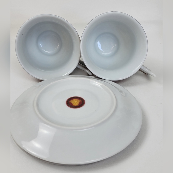 2 Versace Medusa Winged Teacup/Saucer Sets (Rosenthal) Greek Key - Picture 5 of 9